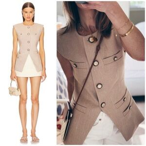 Veronica Beard Tamara Vest in Sandalwood Melange SZ US 8